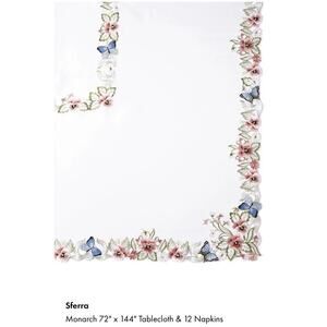 Neiman Marcus Sferra Monarch Tablecloth 72x126 And 12 Napkins NEW